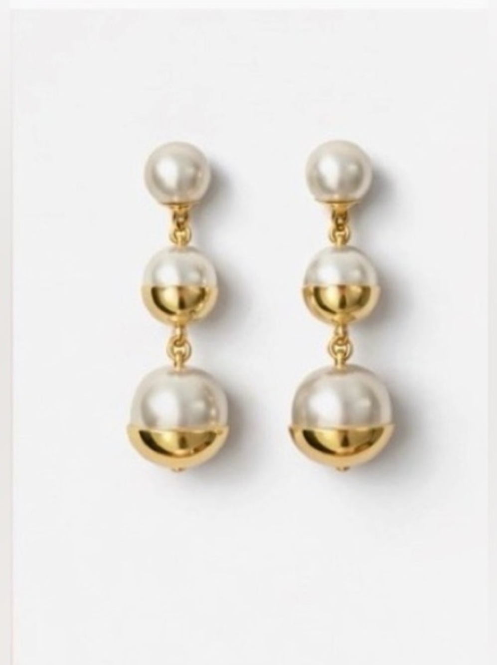 ✨ IBB London Gold Tone, Glass Pearl Drop Earrings✨